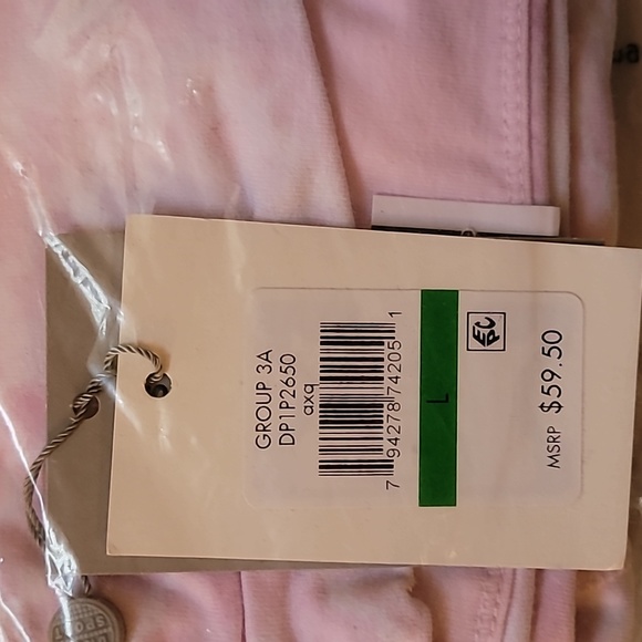 DKNY WOMEN'S CROSSOVER-FRONT TIE DYED LEGGINGS SIZE L  PINK/WHITE - Picture 4 of 7